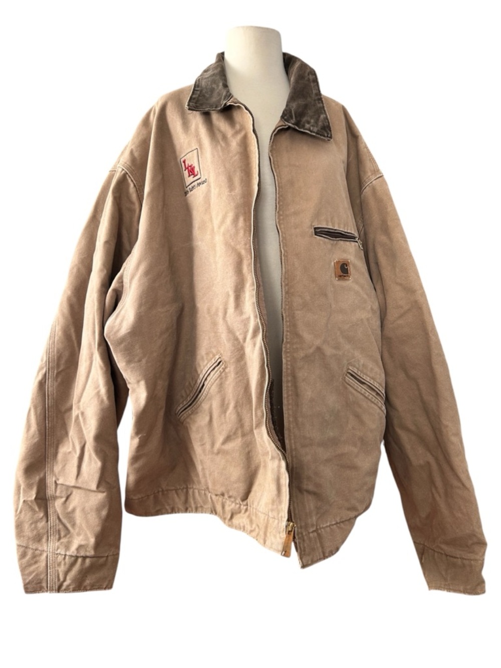 Vintage Carhartt Detroit - Tan Canvas Work Jacket with Dark Brown Cord Collar